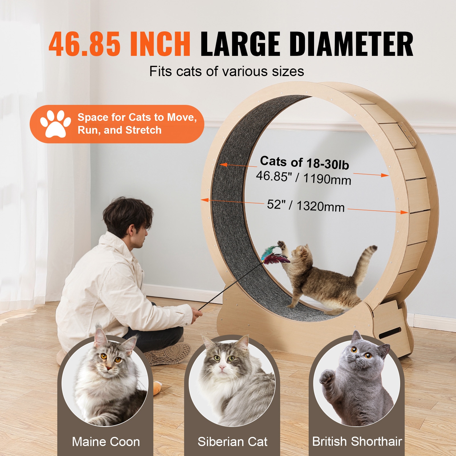 Wooden Cat Exercise Wheel Large Treadmill For Indoor Cats_voghion.com